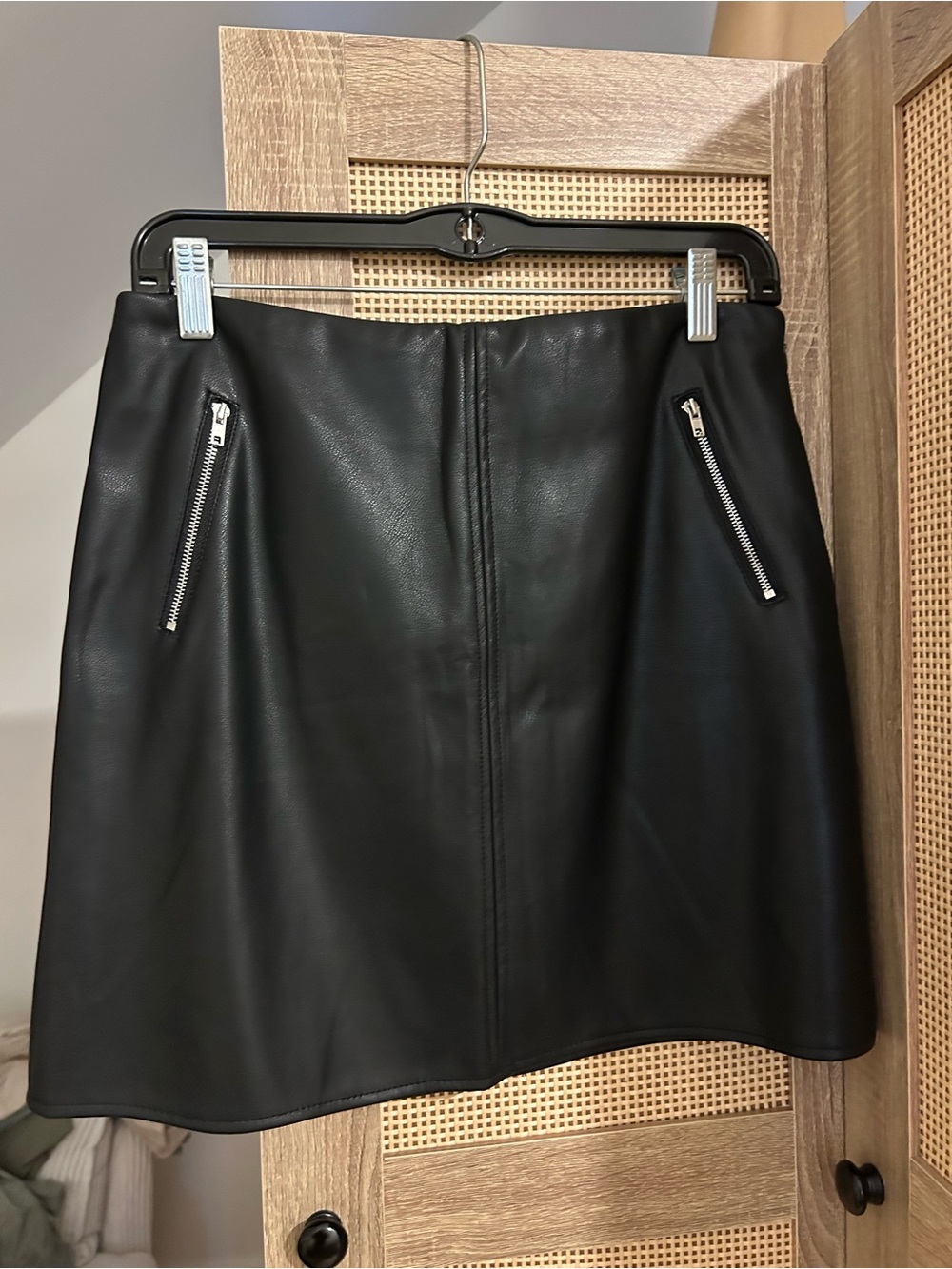 Forever 21 Black Faux Leather Mini Skirt with Silver Zippers
